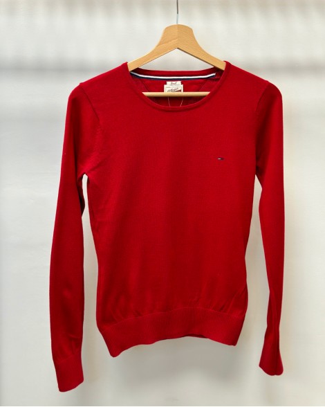 Svetr dámský Tommy Hilfiger červený s kulatým výstřihem